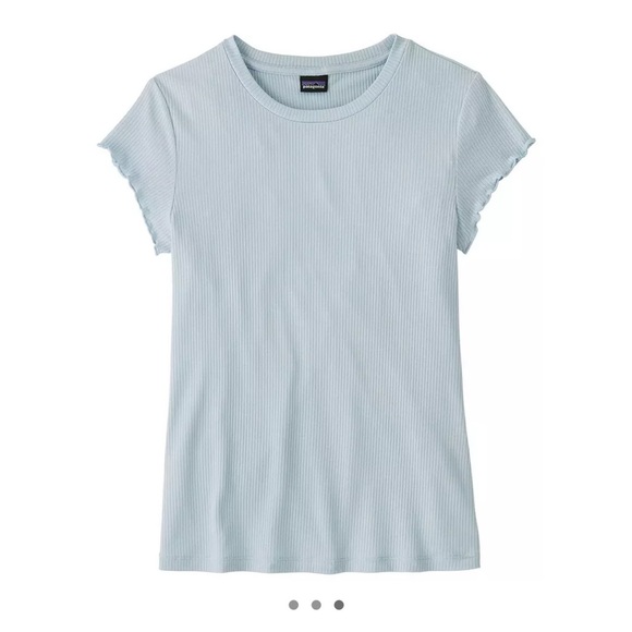 Patagonia Women's Large Rib Knit Top Fleck Blue NWT Slim Fit Cap Sleeves Stretch - Picture 8 of 9